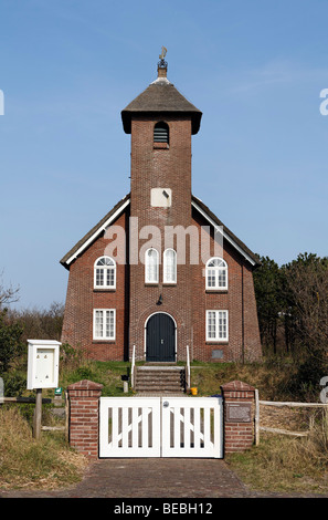 A small brick church in the dunes, Vredeskerkje, Bergen aan Zee, Dutch North Sea Coast, Holland, Netherlands, Europe Stock Photo