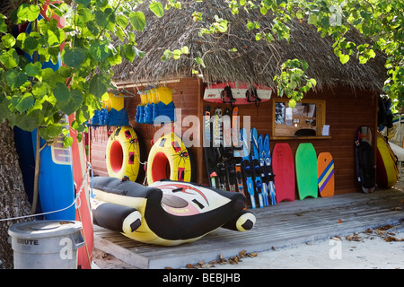 Watersports centre on a tropical island in The Maldives Stock Photo