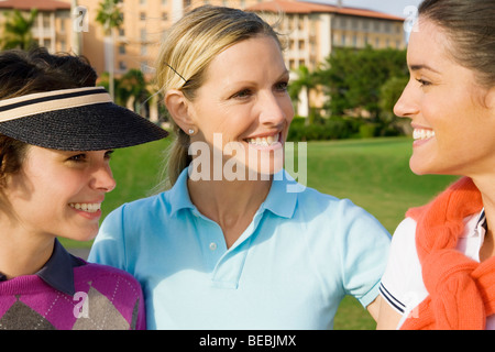 Three golfers smiling, Biltmore Golf Course, Biltmore Hotel, Coral Gables, Florida, USA Stock Photo