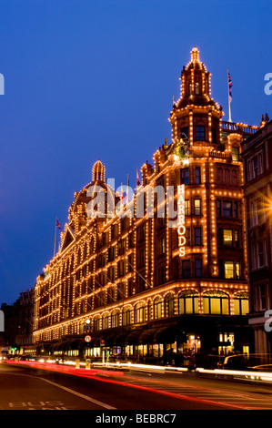 europe, UK, England, London, Harrods department store at dusk