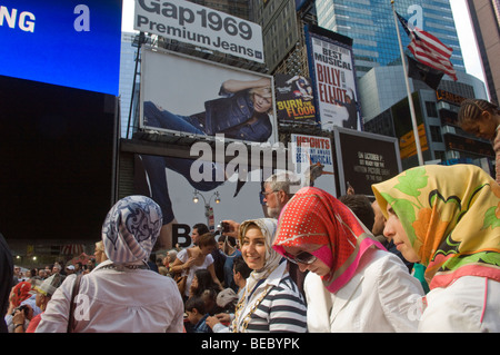 Women wear headscarves at a Turkish Festival in New York Stock Photo