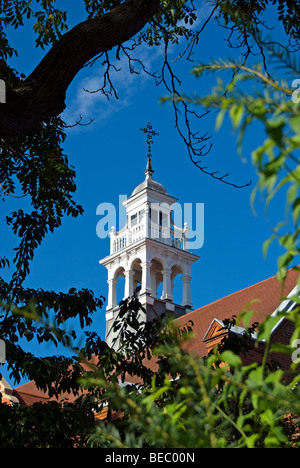 seen from the southeast , the bell tower of the church of st michael and all angels, bedford park, chiswick,  london, england Stock Photo