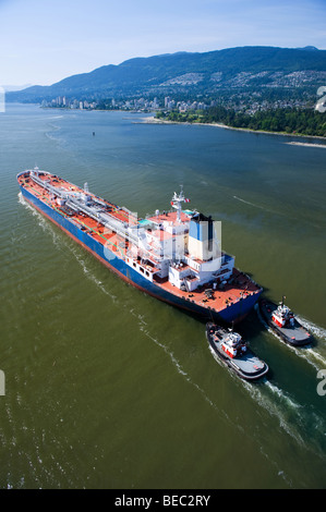 oil tanker leaving port Stock Photo