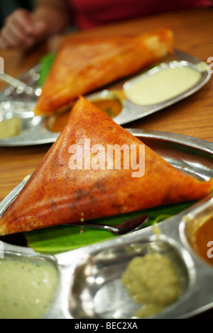 Masala dosa traditional Indian food, South Indian cuisine Stock Photo