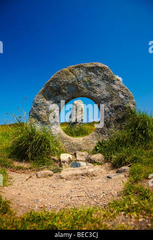 Men an Tol Megalithic Monument near Morva, Cornwall, England, UK Stock Photo