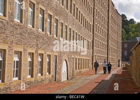 New Lanark, visitors, world heritage site, Lanarkshire, Scotland, September, 2009 Stock Photo