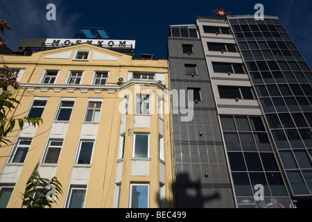 Sofia, the capital of Bulgaria, architectural details, first half of the 20th century, collaboration between old and modern architecture Stock Photo