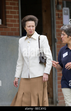 The British Royal Family's HRH Princess Anne, the Princess Royal, at an official engagement to a riding school in Chigwell Stock Photo