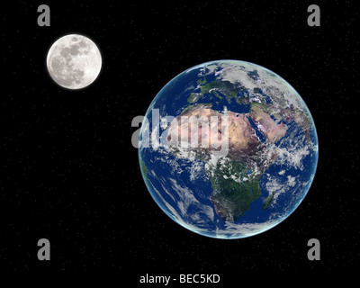 3d render of earth and moon Stock Photo