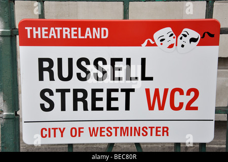 Russell Street sign, Covent Garden, City of Westminster, London, England, United Kingdom Stock Photo