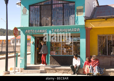 Typical street scene in Creel, Copper Canyon, Chihuahua, Mexico Stock Photo