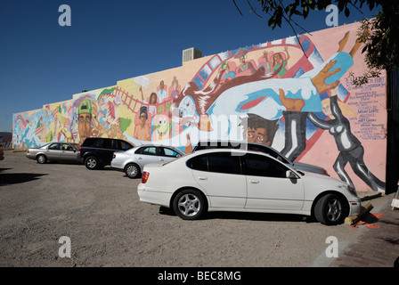 Mural at a car park, Albuquerque, New Mexico, USA. Stock Photo