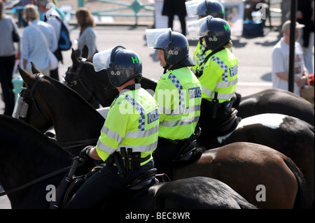 Police security some on horseback for a protest at the Labour Party Conference in Brighton UK Stock Photo