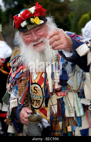 Sid Wakeham, 72, pictured at Sompting Villege Morris's annual conker festival at the Henty Arms, Ferring, West Sussex, UK. Stock Photo