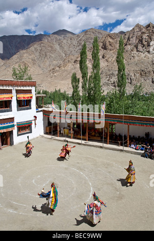 Buddhist monks performing a ritualdance. Phyang Gompa festival. Ladakh. India Stock Photo