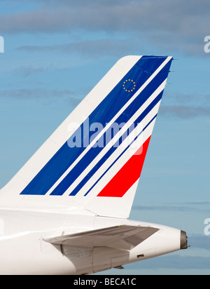 Tail fin of an Air France aircraft at Manchester Airport Stock Photo ...