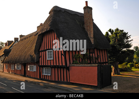 Old thatched half-timbered house, High Street 30, Hemingford Gray, Cambridgeshire, England, United Kingdom, Europe Stock Photo