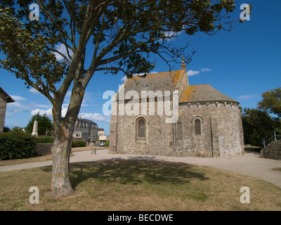 The small Rocamadour chapel seamens church in St. Vaast la Hougue, Normandy, France Stock Photo