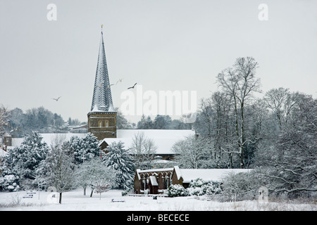 Godalming in Surrey following snowfall in February 2009 Stock Photo