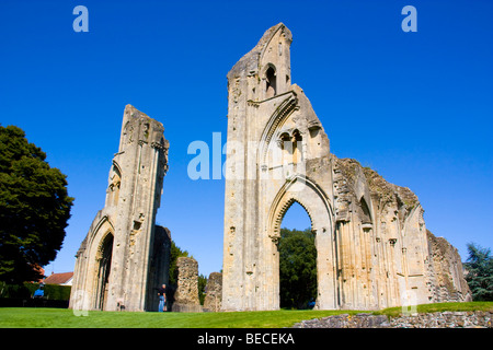 The ruins of Glastonbury Abbey, Somerset England UK Stock Photo