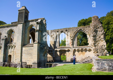 The ruins of Glastonbury Abbey, Somerset England UK Stock Photo