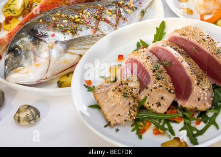 Thuna filet with sesame crust Stock Photo