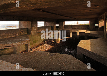 Interior of old bunker from the second world war, on the English coast, Rye, county of Kent, England, Europe Stock Photo