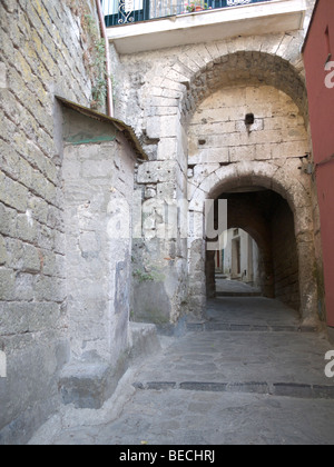 The old town of Sorrento going down into the original fishing harbour of Marina Grande in Sorrento Stock Photo