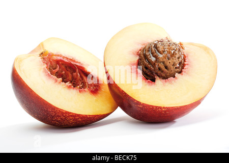 Nectarine, two halves Stock Photo
