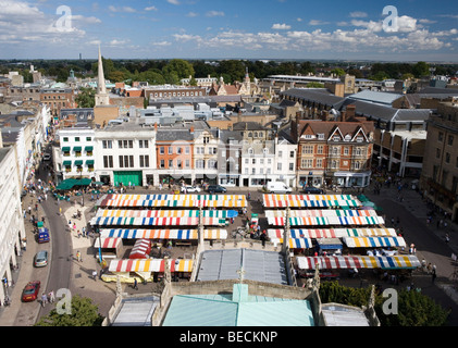 Cambridge Market Square viewed from above, showing colorful market ...