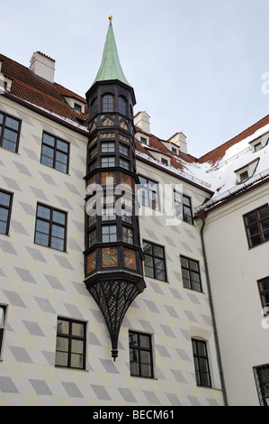 Monkey Tower, Alte Hof, Old Court, Munich, Upper Bavaria, Bavaria, Germany Stock Photo