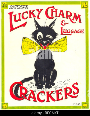 Box label for Batger's Lucky Charm & Luggage Crackers Stock Photo