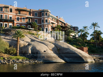 Old Cataract Hotel, scene of the detective story by Agatha Christie: Death on the Nile, Assuan, Egypt Stock Photo