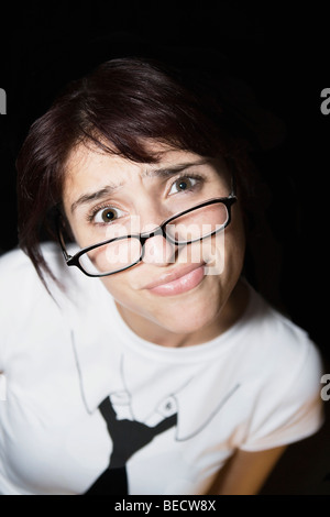 Portrait of a woman making a face Stock Photo