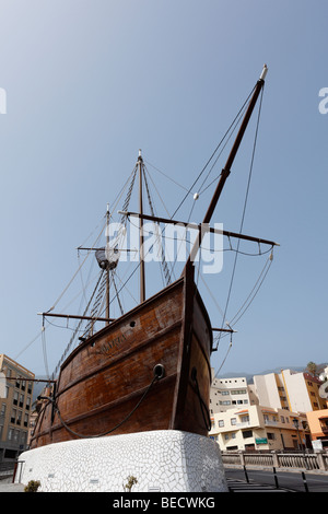 Replica of the Columbus ship Santa Maria, Santa Cruz de la Palma, La Palma, Canary Islands, Spain Stock Photo