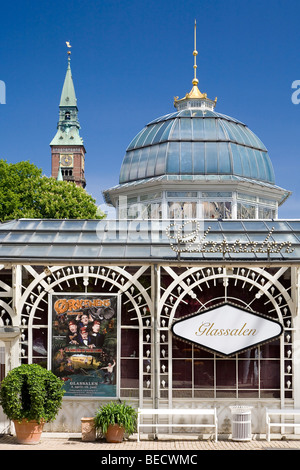 The glass building in Tivoli, Copenhagen, Denmark Stock Photo