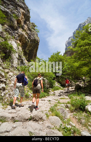 Hikers, Velika Paklenica, Paklenica National Park, Dalmatia, Croatia, Europe Stock Photo