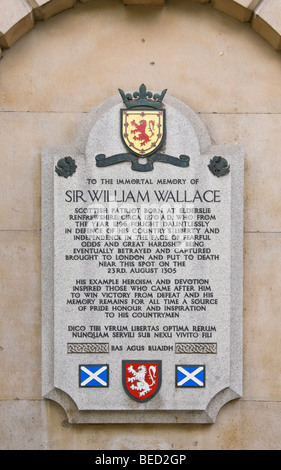 Memorial plaque to Sir William Wallace at St Bartholomews Hospital, London, England Stock Photo