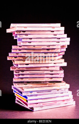 Stack of cd cases Stock Photo