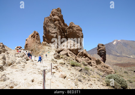 Tourists at Los Roques de Garcia, Tenerife Spain Stock Photo