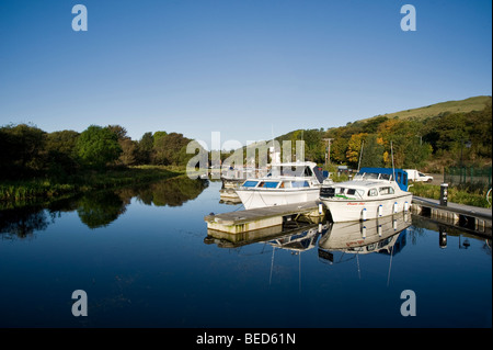 Bowling Basin which lies at the western end of the Forth & Clyde canal, and is open to the River Clyde, Glasgow, Scotland, UK Stock Photo