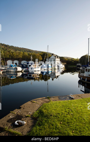 Bowling Basin which lies at the western end of the Forth & Clyde canal, and is open to the River Clyde, Glasgow, Scotland, UK Stock Photo