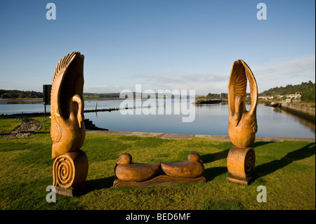 Bowling Basin which lies at the western end of the Forth & Clyde canal, and is open to the River Clyde, Glasgow, Scotland, UK Stock Photo