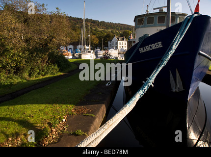 Bowling Basin which lies at the western end of the Forth & Clyde canal, and is open to the River Clyde, Glasgow, Scotland, UK Stock Photo