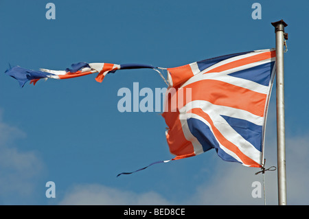 Torn and ripped Union Jack flag Stock Photo