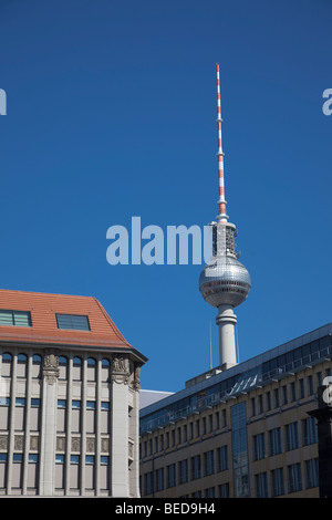 Television tower, Fersehturm, Berlin, Germany, seen from Spree river Stock Photo