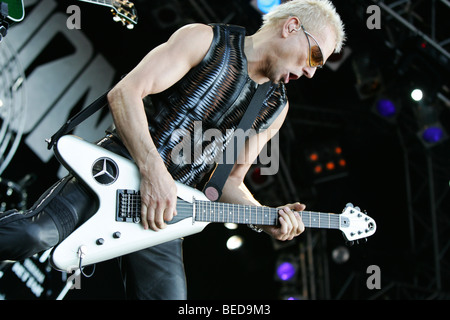 Rudolf Schenker, guitarist of the German band Scorpions, live at the Spirit of Music Open Air in the Uster football stadium nea Stock Photo