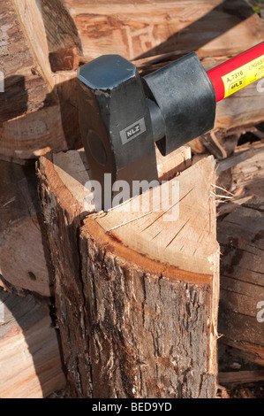 Block splitter used to split firewood also known as a block buster Stock Photo