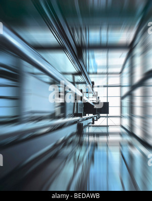 Elevator shaft from below while riding Stock Photo