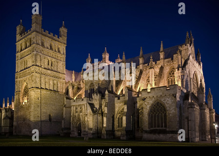 Exeter Cathedral At Night Stock Photo